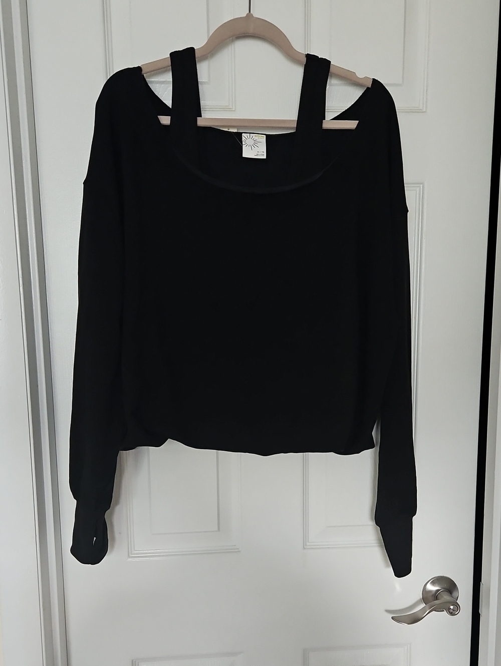 Black Off The Shoulder Crop Sweatshirt with Built-in Tank Top